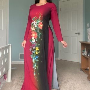✨Vietnamese Ao Dai Dress Floral Formal Gown